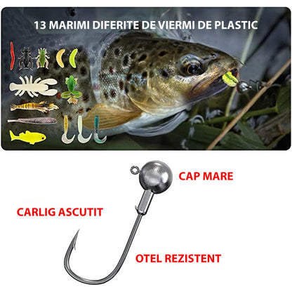 Set 78 momeli artificiale si accesorii pentru pescuit