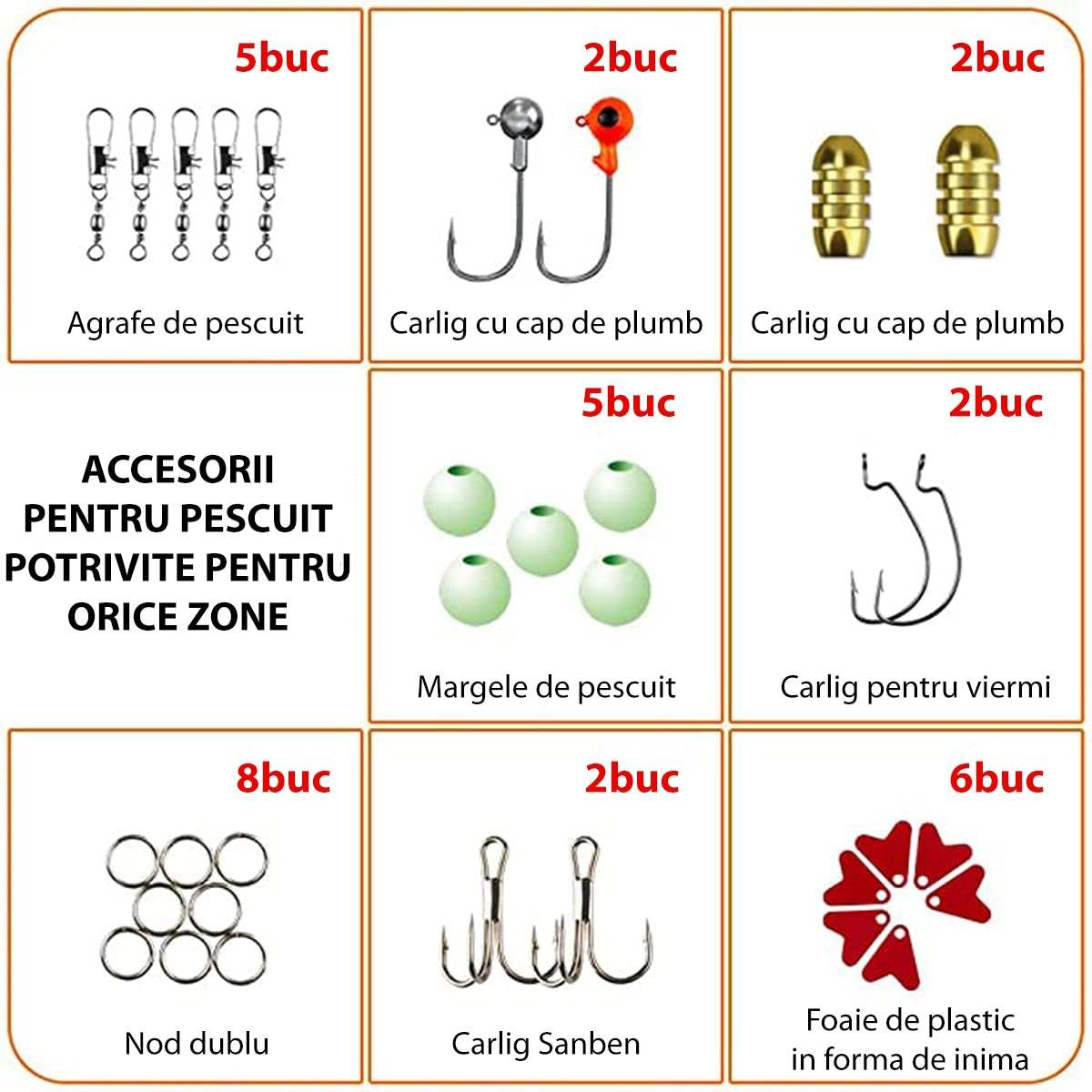 Set 78 momeli artificiale si accesorii pentru pescuit