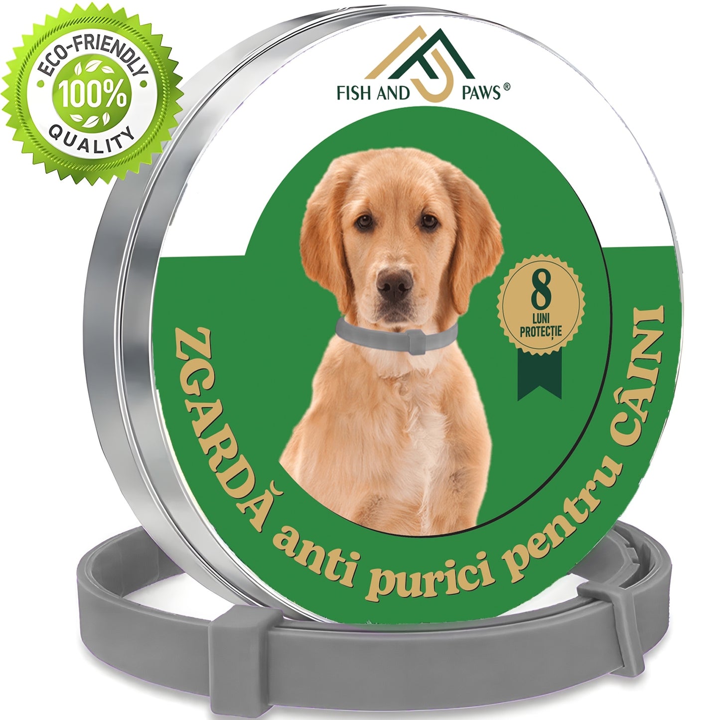 Zgarda reglabila anti purici pentru caini