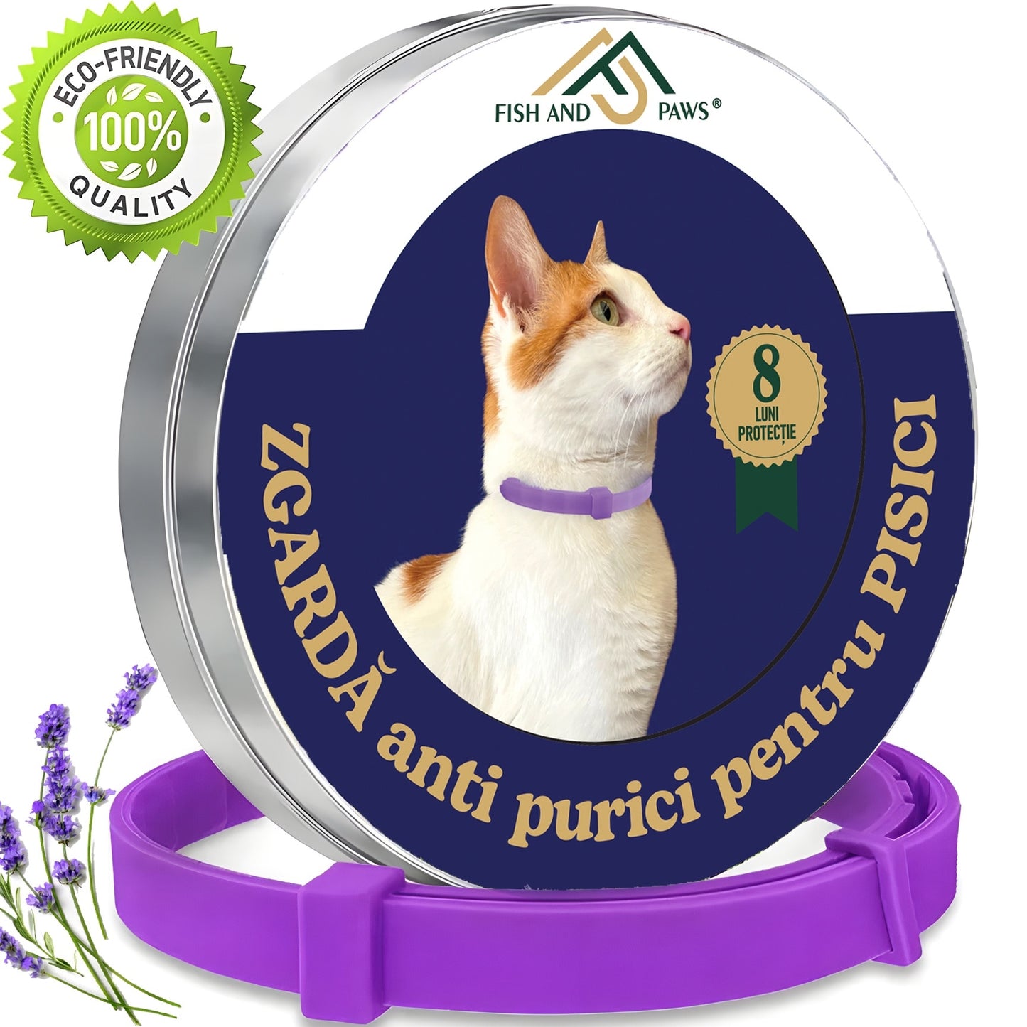 Zgarda reglabila anti purici pentru caini