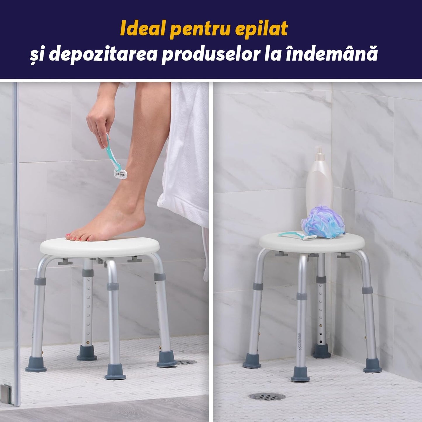 Scaun de baie sau dus portabil si antiderapant