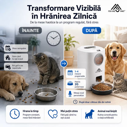 Hrănitor Automat pentru Câini și Pisici cu Inregistrare Vocala