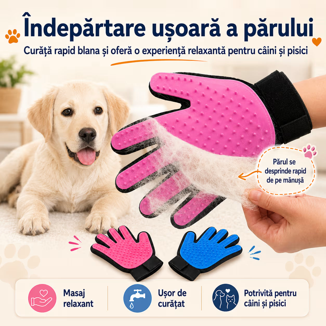 Manusi tip perie pentru animale